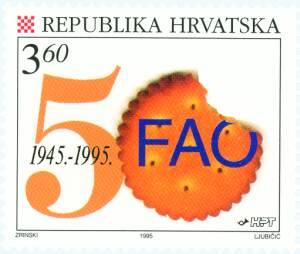 The most beautiful stamp issued at the theme of the 50th anniversary of the FAO 1997<br><br>At the competition organised by the Universal Postal Union (UPU) Croatian stamp by the author Boris Ljubičić reached the top finals.